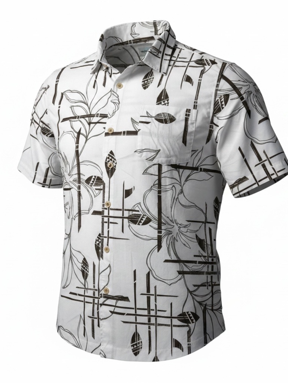 Quiksilver Waterman Men’s Large Short Sleeve Button Up Shirt Tropical Floral Pri